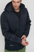 Купить Куртка спортивная мужская с капюшоном темно-синего цвета 8599TS, фото 11