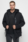 Купить Куртка спортивная мужская с капюшоном черного цвета 8600Ch, фото 14