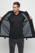 Купить Куртка спортивная мужская с капюшоном черного цвета 8600Ch, фото 15