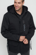 Купить Куртка спортивная мужская с капюшоном черного цвета 8600Ch, фото 8
