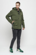 Купить Куртка спортивная мужская с капюшоном цвета хаки 8600Kh, фото 3