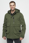 Купить Куртка спортивная мужская с капюшоном цвета хаки 8600Kh, фото 6