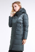 Купить Куртка зимняя женская молодежная стеганная болотного цвета 870_06Bt, фото 3