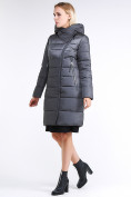 Купить Куртка зимняя женская молодежная стеганная серого цвета 870_11Sr