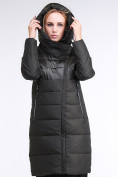 Купить Куртка зимняя женская молодежная стеганная темно-серого цвета 870_13TC, фото 6