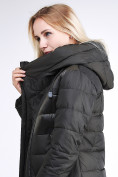 Купить Куртка зимняя женская молодежная стеганная темно-серого цвета 870_13TC, фото 8
