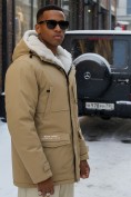 Купить Парка мужская зимняя удлиненная с мехом хаки цвета 8751G, фото 3