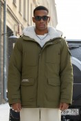 Купить Парка мужская зимняя удлиненная с мехом хаки цвета 8751Kh, фото 3