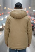 Купить Парка мужская зимняя удлиненная с мехом горчичного цвета 8753G, фото 4