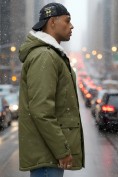 Купить Парка мужская зимняя удлиненная с мехом хаки цвета 8753Kh, фото 2