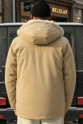Купить Парка мужская зимняя удлиненная с мехом горчичного цвета 8755G, фото 4