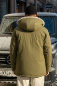 Купить Парка мужская зимняя удлиненная с мехом хаки цвета 8755Kh, фото 4