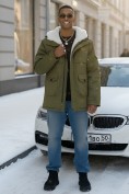 Купить Парка мужская зимняя удлиненная с мехом хаки цвета 8757Kh, фото 4