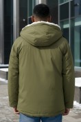 Купить Парка мужская зимняя удлиненная с мехом цвета хаки 8761Kh, фото 4