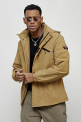 Купить Куртка спортивная мужская весенняя с капюшоном бежевого цвета 88021B, фото 14