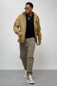 Купить Куртка спортивная мужская весенняя с капюшоном бежевого цвета 88021B, фото 15