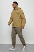 Купить Куртка спортивная мужская весенняя с капюшоном бежевого цвета 88021B, фото 3