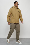 Купить Куртка спортивная мужская весенняя с капюшоном бежевого цвета 88021B, фото 4