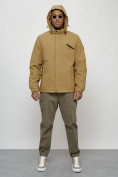 Купить Куртка спортивная мужская весенняя с капюшоном бежевого цвета 88021B, фото 6