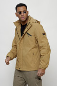 Купить Куртка спортивная мужская весенняя с капюшоном бежевого цвета 88021B, фото 8