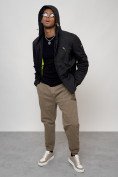Купить Куртка спортивная мужская весенняя с капюшоном черного цвета 88021Ch, фото 14