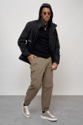 Купить Куртка спортивная мужская весенняя с капюшоном черного цвета 88021Ch, фото 15