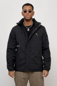 Купить Куртка спортивная мужская весенняя с капюшоном черного цвета 88021Ch, фото 5
