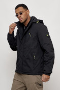 Купить Куртка спортивная мужская весенняя с капюшоном черного цвета 88021Ch, фото 6