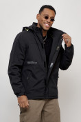 Купить Куртка спортивная мужская весенняя с капюшоном черного цвета 88021Ch, фото 7