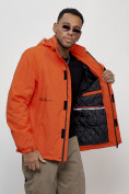 Купить Куртка спортивная мужская весенняя с капюшоном оранжевого цвета 88021O, фото 13