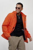 Купить Куртка спортивная мужская весенняя с капюшоном оранжевого цвета 88021O, фото 15