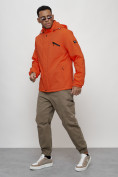 Купить Куртка спортивная мужская весенняя с капюшоном оранжевого цвета 88021O, фото 2