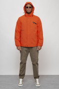 Купить Куртка спортивная мужская весенняя с капюшоном оранжевого цвета 88021O, фото 5