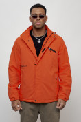 Купить Куртка спортивная мужская весенняя с капюшоном оранжевого цвета 88021O, фото 6