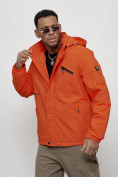 Купить Куртка спортивная мужская весенняя с капюшоном оранжевого цвета 88021O, фото 7