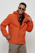 Купить Куртка спортивная мужская весенняя с капюшоном оранжевого цвета 88021O, фото 8