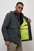 Купить Куртка спортивная мужская весенняя с капюшоном темно-серого цвета 88021TC, фото 14