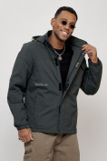 Купить Куртка спортивная мужская весенняя с капюшоном темно-серого цвета 88021TC, фото 3