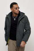 Купить Куртка спортивная мужская весенняя с капюшоном темно-серого цвета 88021TC, фото 4
