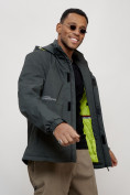 Купить Куртка спортивная мужская весенняя с капюшоном темно-серого цвета 88021TC, фото 5