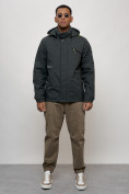 Купить Куртка спортивная мужская весенняя с капюшоном темно-серого цвета 88021TC, фото 7