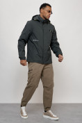 Купить Куртка спортивная мужская весенняя с капюшоном темно-серого цвета 88021TC, фото 9