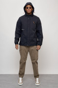 Купить Куртка спортивная мужская весенняя с капюшоном темно-синего цвета 88021TS, фото 10
