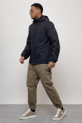 Купить Куртка спортивная мужская весенняя с капюшоном темно-синего цвета 88021TS, фото 7