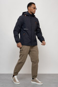 Купить Куртка спортивная мужская весенняя с капюшоном темно-синего цвета 88021TS, фото 8