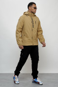 Купить Куртка спортивная мужская весенняя с капюшоном бежевого цвета 88022B, фото 10