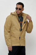 Купить Куртка спортивная мужская весенняя с капюшоном бежевого цвета 88022B, фото 3