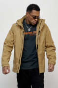 Купить Куртка спортивная мужская весенняя с капюшоном бежевого цвета 88022B, фото 4