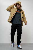 Купить Куртка спортивная мужская весенняя с капюшоном бежевого цвета 88022B, фото 6
