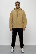 Купить Куртка спортивная мужская весенняя с капюшоном бежевого цвета 88022B, фото 8